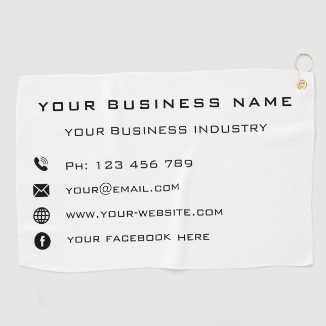 Your Business Name Info Company Golf Towel Gift (Horizontal)