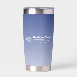 Your Business Name & Logo   Editable Blue & White Insulated Tumbler