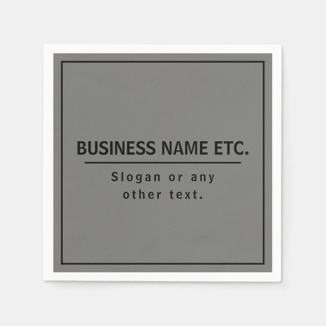 Your Business Name or Brand Etc. Dark Grey & Black Napkin (Front)