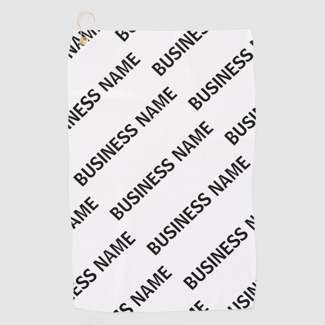Your Business Name Pattern | Black & White Golf Towel (Front)