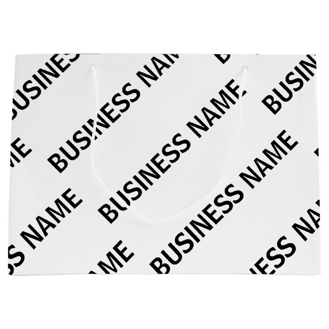 Your Business Name Pattern | Black & White Large Gift Bag (Front)