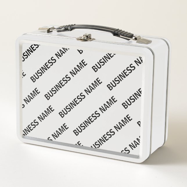 Your Business Name Pattern | Black & White Metal Lunch Box (Front)