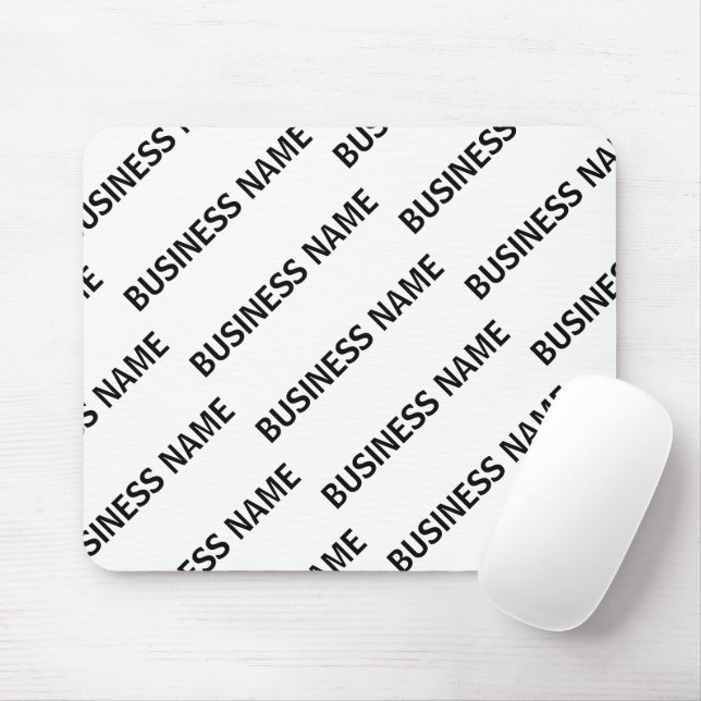 Your Business Name Pattern | Black & White Mouse Mat (With Mouse)
