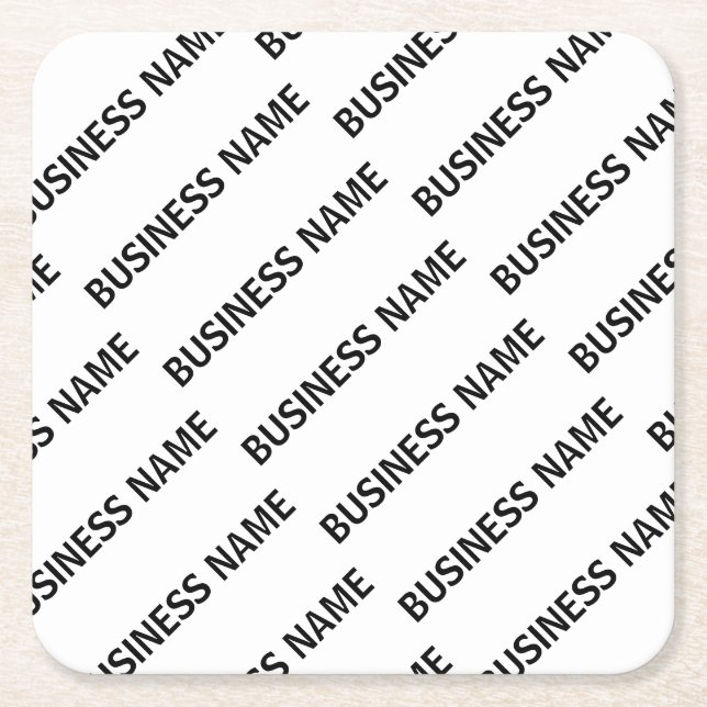 Your Business Name Pattern | Black & White Square Paper Coaster (Front)