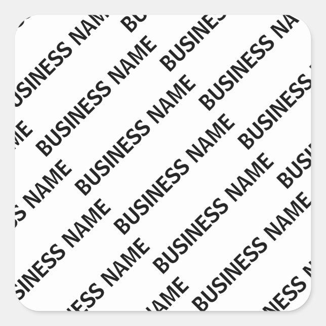 Your Business Name Pattern | Black & White Square Sticker (Front)