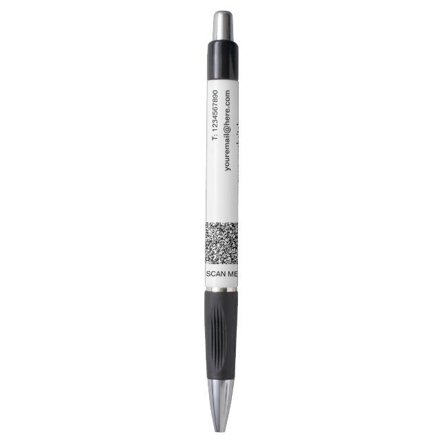Your Business Name Text QR Code Promotional Pen (Front Vertical)