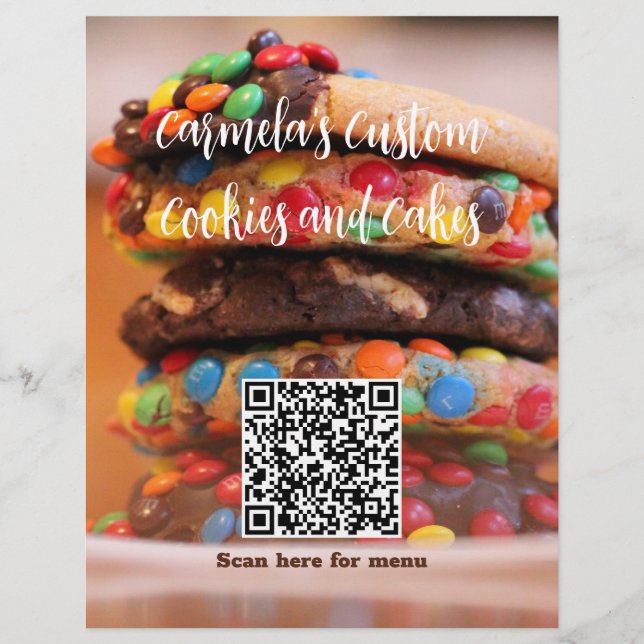 Your Business Name Text with Menu QR Code Cookie  (Front)