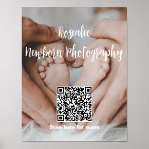Your Business Name Text with Menu QR Code Photo Poster