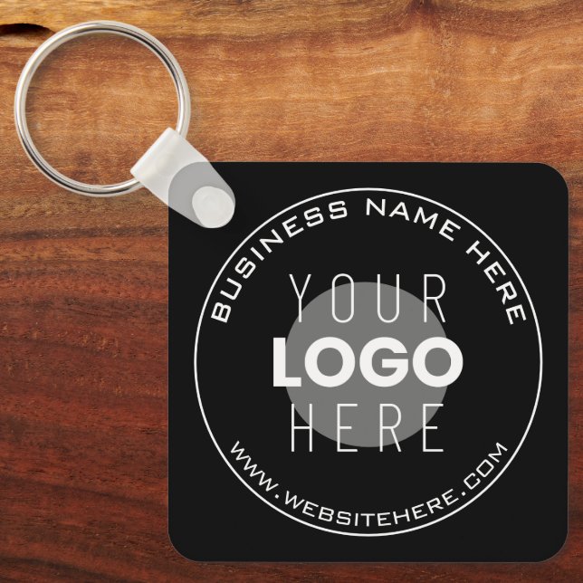 Your Business Name, Website + Uploaded Image Key Ring (Front)
