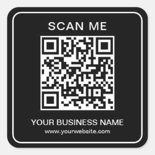 Your Business QR Code Name Url Template Black Square Sticker