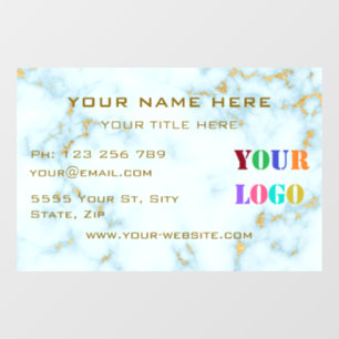 Your Bustiness Logo Window Cling Gold White Marble