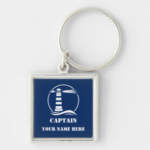 Your Captain or Boat Name Classic Lighthouse Key Ring