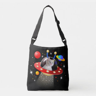 Your Cat in an Alien Spaceship UFO Sci Fi Scene Crossbody Bag