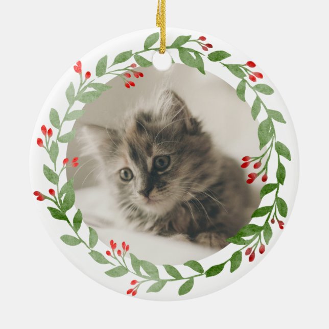 Your Cat Photo 1st Christmas in FurEver Home Ceramic Tree Decoration (Back)