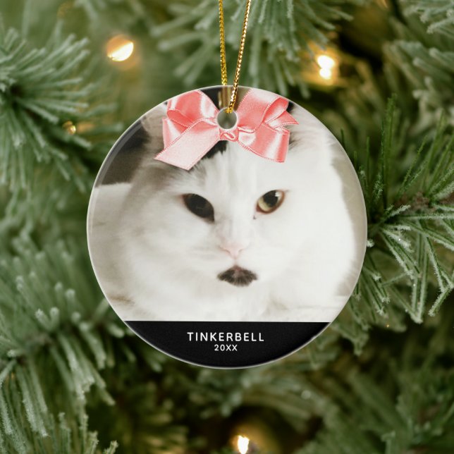 Your Cat Photo Personalised Year Ceramic Tree Decoration (Tree)