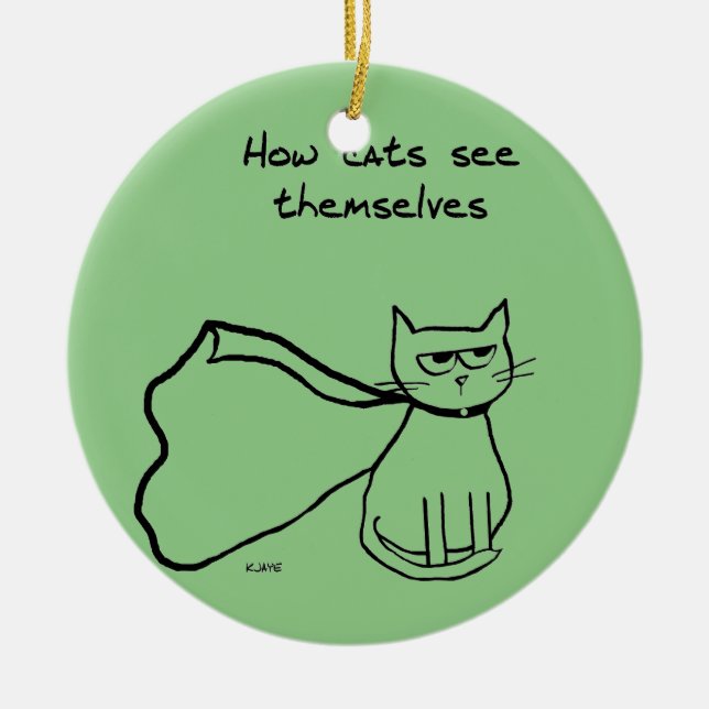 Your Cat the Superhero - Funny Cat Gift Ceramic Tree Decoration (Front)