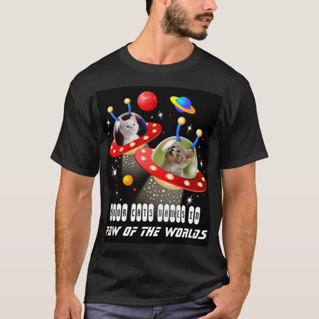 Your Cats in an Alien Spaceship UFO Sci Fi Film T-Shirt (Front)