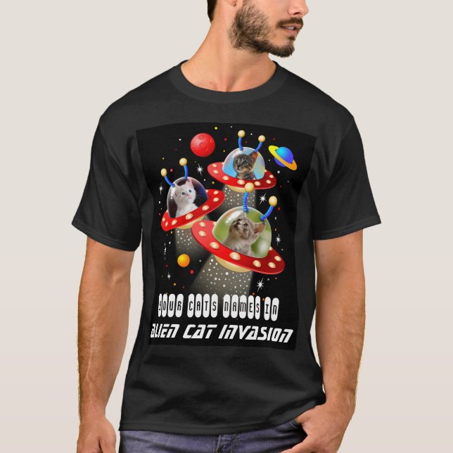 Your Cats in an Alien Spaceship UFO Sci Fi Film T-Shirt (Front)