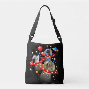 Your Cats in an Alien Spaceship UFO Sci Fi Scene Crossbody Bag