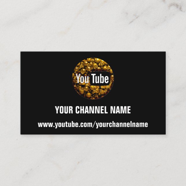 YOUR CHANNEL NAME YOUTUBER SUSCRIBE GOLDEN BUSINESS CARD (Front)