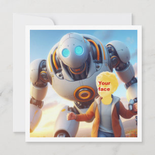 Your child and robot friend, best friends card