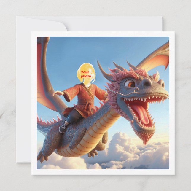 Your child flying on Asian dragon, dragon card (Front)