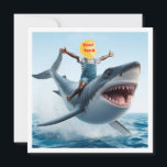 Your child riding a great white shark, shark blank card<br><div class="desc">Does your child love sharks? This card makes it possible for your child to realise a dream of riding a fierce white shark. The card can be edited and personalised, you can use it for invitations, birthdays, holidays and greetings. To personalise the card, push the "details" button on the right...</div>