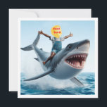 Your child riding a great white shark, shark blank card<br><div class="desc">Does your child love sharks? This card makes it possible for your child to realise a dream of riding a fierce white shark. The card can be edited and personalised, you can use it for invitations, birthdays, holidays and greetings. To personalise the card, push the "details" button on the right...</div>