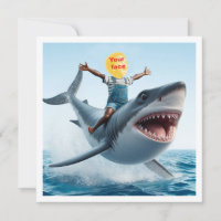 Your child riding a great white shark, shark blank