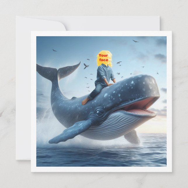 Your child riding a whale, whale greeting card (Front)