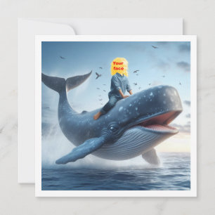 Your child riding a whale, whale greeting card