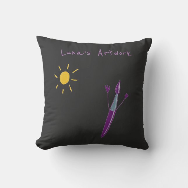 Your Child’s Artwork On A Throw Pillow (Front)