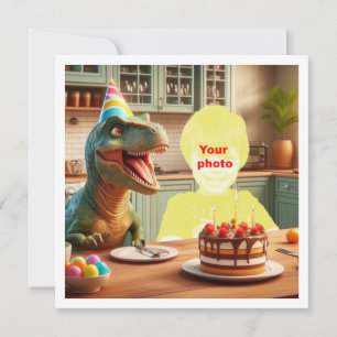 Your child with dinosaur, dinosaur birthday, t-rex card
