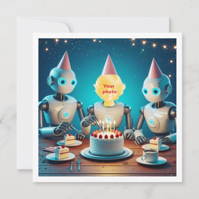 Your child with robots, robot birthday card (Front)
