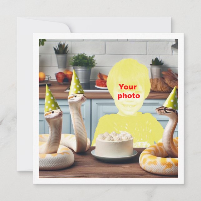 Your child with snakes, snake birthday, snake  card (Front)