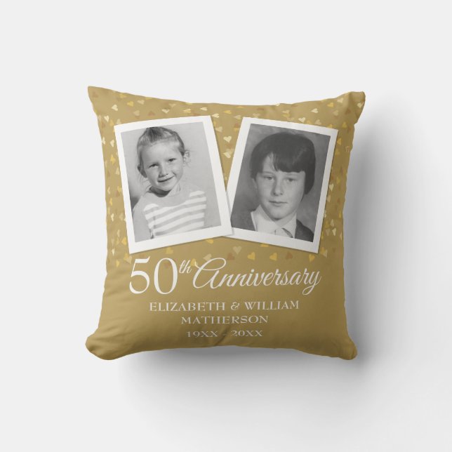 Your Childhood Photos 50th Golden Anniversary Cushion (Front)