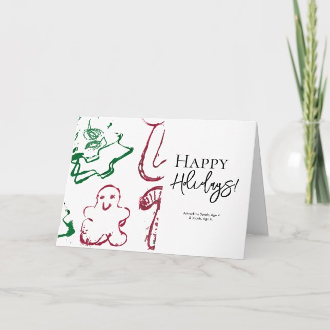 Your Children Art Custom Photo Christmas Holiday Card (Front)