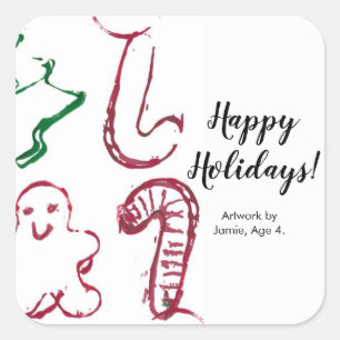 "Your Child's Art Goes here", Custom Christmas Square Sticker