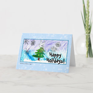 Your Child's Christmas Art Here Happy Holidays Holiday Card