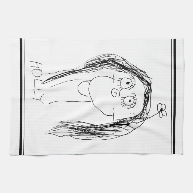 Your Child's Drawing - Mother's Day Gift Tea Towel (Horizontal)