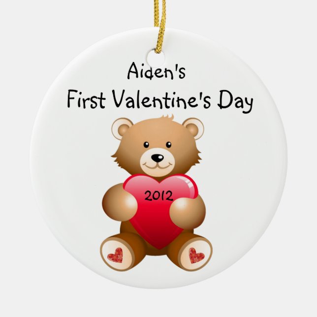 Your Child's Name First Valentine's Day Ornament (Front)