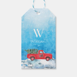 Your Child's Name Red Truck From Santa Gift Tags