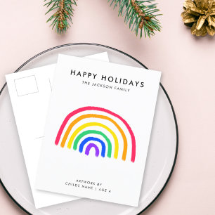 Your Child's Own Artwork Upload Kids Drawing Holiday Postcard