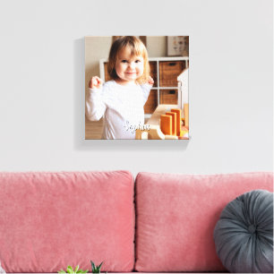 Your Child's Photo & Script Name Canvas Print
