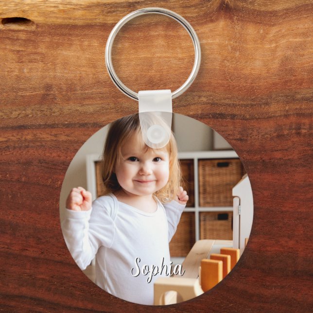 Your Child's Photo & Script Name Key Ring (Front)