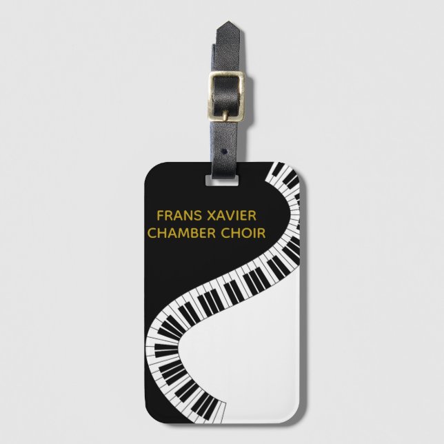 Your Choir Name Piano Music Luggage Tag (Front Vertical)