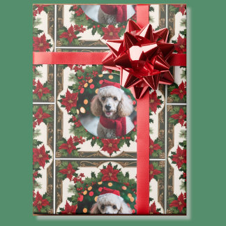 Your Christmas Pet Dog Photo Red Green Wrapping Paper