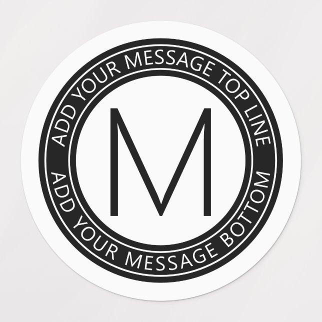 Your Circular Text & Monogram | B&W Waterproof (Design 1)