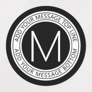 Your Circular Text & Monogram   Black & White