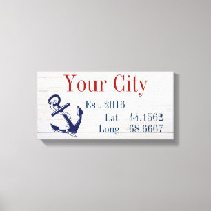 Your City or Family Name Latitude and Longitude Canvas Print